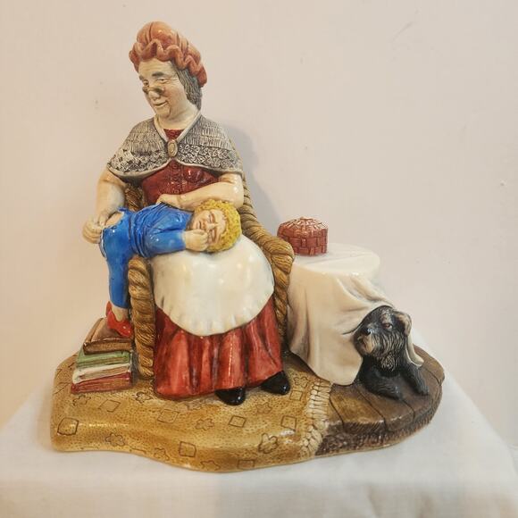 Vtg 1981 Naturecraft England Grandmas Comfort Figure 882 Hand Painted Stonecraft - Picture 8 of 12